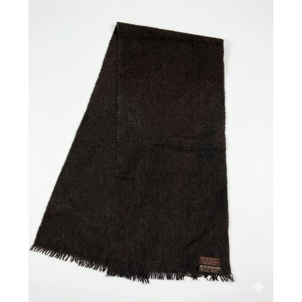 Givenchy Gentleman Vintage Brown 100% Merino Wool Scarf Made in West Germany